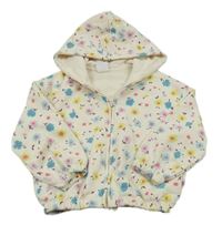 Krémová kvetovaná prepínaci mikina s kapucňou Zara