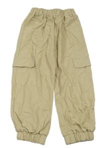 Béžové plátěné cuff cargo kalhoty Shein