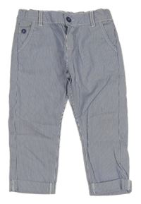 Modro-bílý pruhované plátěné kalhoty 