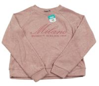 Nové - Staroružová úpletová mikina s nápisom Matalan