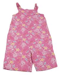 Růžový kraťasový overal s mušlemi 
