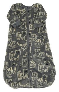 Šedý plyšový podšitý spací pytel s tigrami Next