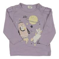 Lila triko s raketou a planetou 