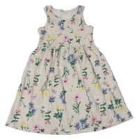 Béžové kvetované bavlnené šaty H&M