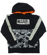 Čierno-sivá mikina s logom a kapucňou Marvel