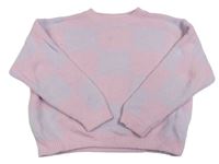Ružovo-levandulový kockovaný crop sveter Primark