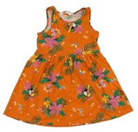 Oranžové bavlnené šaty s kvetmi H&M