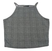 Čierno-biely kockovaný crop top New Look