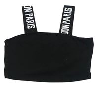 Čierny crop top s nápismi Shein