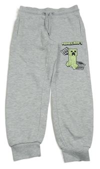 Nové - Sivé cuff tepláky s potiskem Minecraft