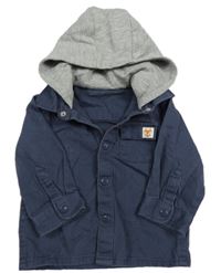 Tmavomodrá rifľová bunda s teplákovou kapucňou F&F