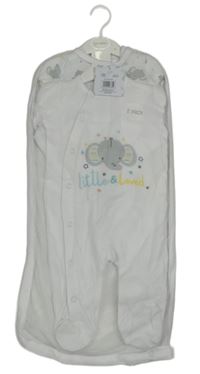 Nové - 2x - Bílý overal se slony Little&Love