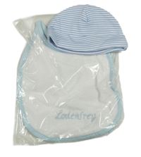 Nové - 2set - Modro-bílá pruhovaná čepice + froté bryndák 