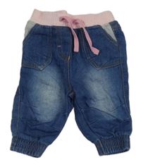 Tmavomodré cuff rifle s ružovým pasom Ergee