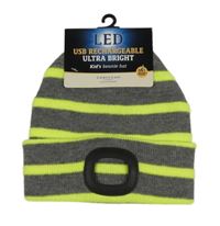 Nové - Šedo-neonově zelená pruhovaná pletená čepice na led světlo
