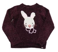Vínový žinylkový svetr s králíčkem Kids 