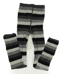 Sivo-čierne pruhované pančuskové legíny H&M