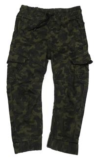 Army plátenné slim cargo nohavice s vreckami Denim