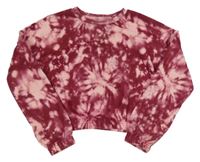 Tmavorůžovo-svetloružová batikovaná crop mikina Primark