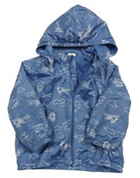 Modrá šušťáková jarná bunda s lietadly a kapucňou H&M