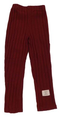 Tmavočervené rebrované úpletové legíny