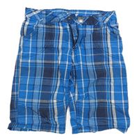 Modro-tmavomodré kostkované plátěné kraťasy Topolino 