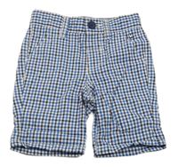 Modro-bílo-černé kostkované plátěné kraťasy Maine