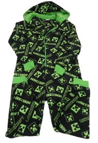 Černo-zelená chlupatá komibnéza Minecraft s kapucňou Matalan