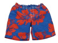 Tmavomodré plážové kraťasy s květy H&M