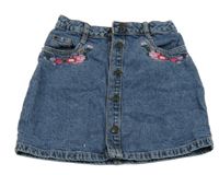 Modrá rifľová prepínaci sukňa s kvetmi George