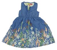 Modré kvietkovane plátenné šaty Penelope Mack