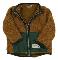 Hnedo-zelená huňatá prepínaci podšitá bunda So Cute