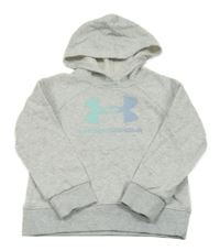Šedá melírovaná mikina s logem a kapucí Under Armour