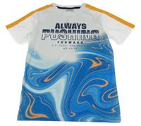 Bílo-modro-oranžové sportovní tričko s nápisem Young Idols