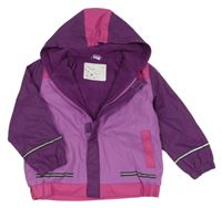 Lila-fialovo-ružová nepromokavá jarná bunda s kapucňou Kiki&Koko