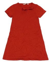 Červené pletené trblietavé šaty s mašlou H&M