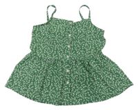 Zeleno-biely kvietkovany peplum top Zeeman