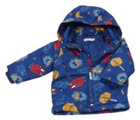 Tmavomodrá šusťáková zimní bunda s příšerkami a kapucí Name it 