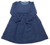 Tmavomodro-modré bodkovaná é šaty Topolino