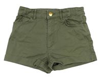 Khaki rifľové kraťasy H&M