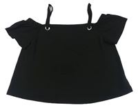Čierna crop blúzka s volnými rameny New Look