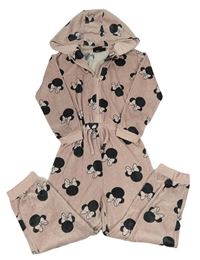 Pudrová plyšová kombinéza s Minnie a kapucňou Disney