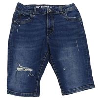 Tmavomodré teplákové skinny riflové kraťasy s prošoupáním Denim Co.
