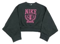 Tmavošedá oversize crop mikina s logem Nike