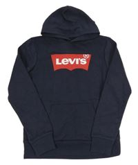 Tmavomodrá mikina s logem a kapsou a kapucí Levi´s
