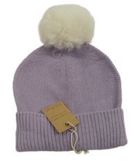 Nové - fialová pletená čapica s brmbolcom zn. Lisa Angel