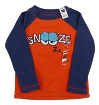 Nové - červeno-tmavomodrá fleecová pyžamová mikina s nápisom a očima zn. St. Bernard