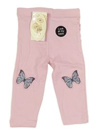 Nové - světlerůžové legíny s motýlky a kanýrky Peacocks