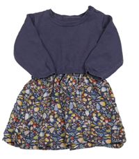 Purpurové svetrovo/lehké šaty s kytičkami M&S