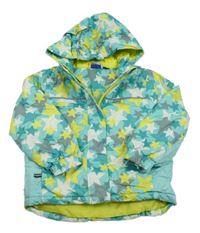 Mátová šusťáková zimní lyžařská bunda s hvězdičkami a kapucí lupilu